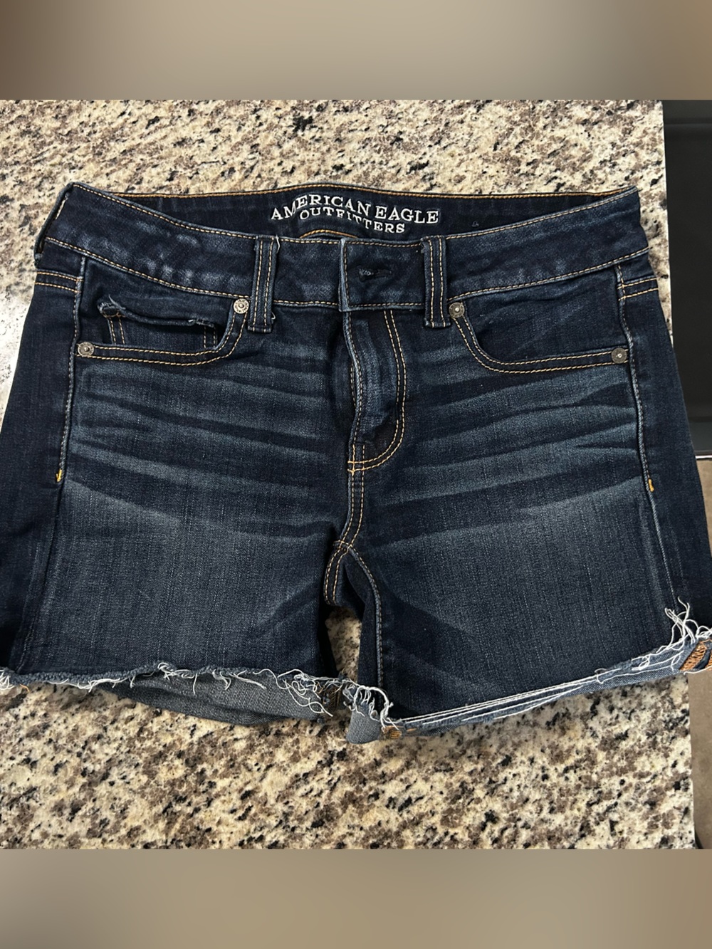 American Eagle Outfitters Indigo Frayed Hem Denim Shorts